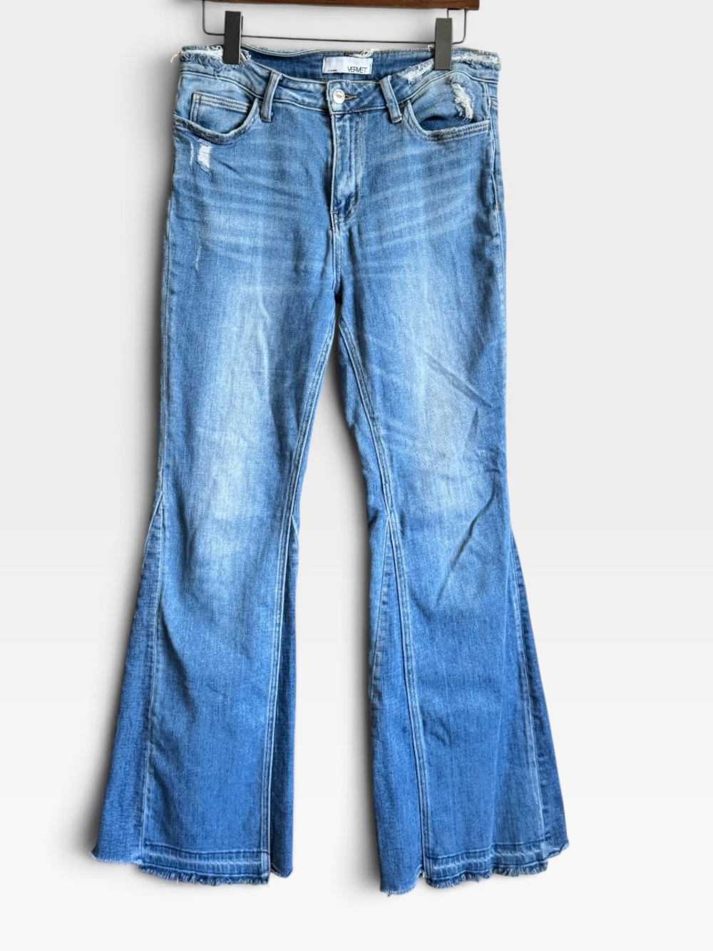 Vervet Flare Distressed Hem Jeans